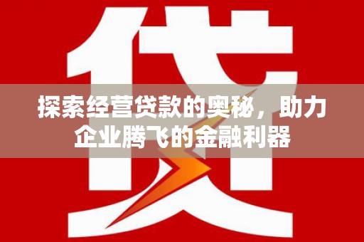 东胜探索经营贷款的奥秘，助力企业腾飞的金融利器