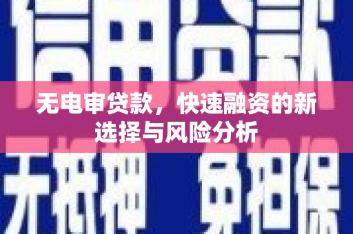 东胜无电审贷款，快速融资的新选择与风险分析